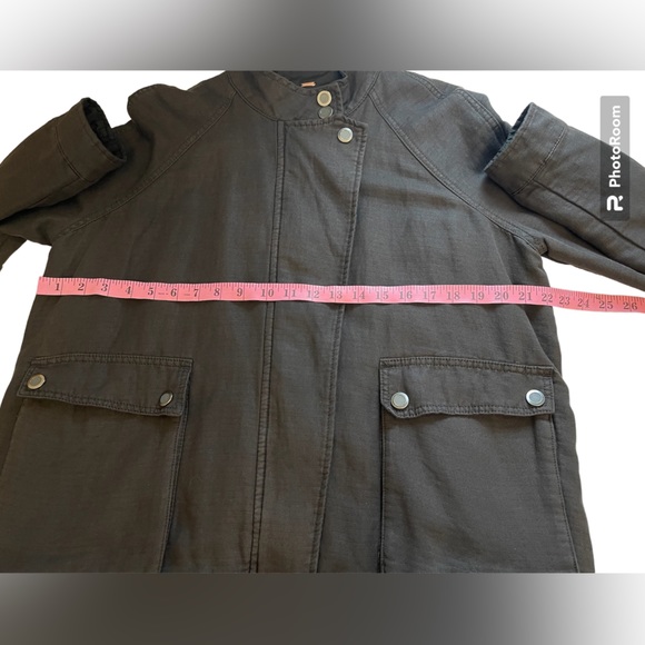 Free People Linen Blend Bomber Utility Jacket Washed Black M - Picture 12 of 16
